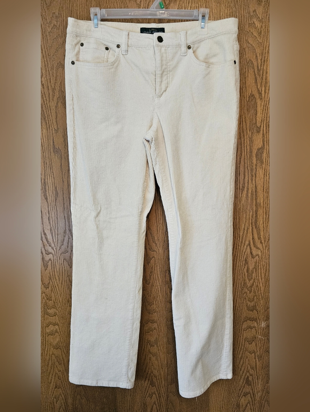 Lauren Ralph Lauren Women’s Ivory Corduroy Pants Straight Leg Classic Fit